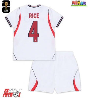 Inglaterra Declan Rice #4 Primera Equipación Niños Mundial 2026 Manga Corta (+ Pantalones cortos)